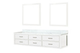 Lexora LVC84DA110 Castor 84 inch W White Double Sink Wall Hung Vanity Cabinet, Carrara Marble Top, and 36 in Mirrors