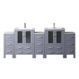 Lexora Volez 84 inch W Dark Grey Double Sink Vanity Cabinet with Side Cabinets, White Ceramic Top, and Faucet Set