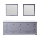 Lexora Dukes 84 in. W Dark Grey Double Sink Vanity Cabinet, Cultured Marble Top, and 34 in. Mirrors