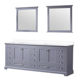 Lexora Dukes 84 in. W Dark Grey Double Sink Vanity Cabinet, Cultured Marble Top, and 34 in. Mirrors