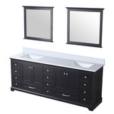 Lexora Dukes 84 in. W Espresso Double Sink Vanity Cabinet, Cultured Marble Top, and 34 in. Mirrors
