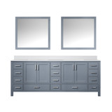 Lexora Jacques 84 in. W Dark Grey Bath Vanity Cabinet, Cultured Marble Top, and 34 in. Mirror