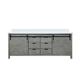 Lexora Marsyas 84 inch W Ash Grey Double Sink Vanity Cabinet and Cultured Marble Countertop