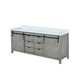 Lexora Marsyas 84 inch W Ash Grey Double Sink Vanity Cabinet and Cultured Marble Countertop