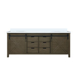 Lexora Marsyas 84 inch W Rustic Brown Double Sink Vanity Cabinet and Cultured Marble Countertop