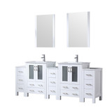 Lexora Volez 84 inch W White Double Sink Vanity Cabinet with Side Cabinets, Faucet Set, White Ceramic Top, and 22 in Mirrors