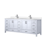Lexora LVJ84DA201 Jacques 84 in. W White Double Sink Vanity Cabinet, White Quartz Top, and Faucet Set