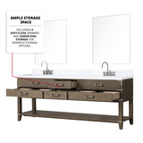 Lexora  LVN84DR110 Norwalk 84 in W x 22 in D Grey Oak Double Bath Vanity, Carrara Marble Top, and 36 in Mirrors