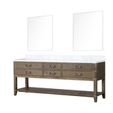 Lexora Norwalk 84 inch W Grey Oak Double Sink Vanity Cabinet, Carrara Marble Top, and 36 in Mirrors