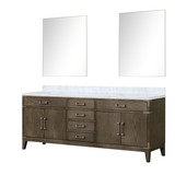 Lexora LVL84DR110 Laurel 84 inch W Grey Oak Double Sink Vanity Cabinet, Carrara Marble Top, and 36 in Mirrors