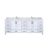 Lexora LVJ84DA101 Jacques 84 in. W White Double Sink Vanity Cabinet, Carrara Marble Top, and Faucet Set