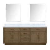 Lexora LVA84DR110 Abbey 84 inch W Grey Oak Double Sink Vanity Cabinet, Carrara Marble Top, and 36 in Mirrors