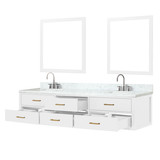 Lexora  LVC84DA111 Castor 84 in W x 22 in D White Double Bath Vanity, Carrara Marble Top, Faucet Set, and 36 in Mirrors