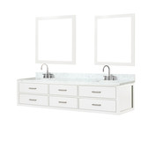 Lexora LVC84DA111 Castor 84 inch W White Double Sink Wall Hung Vanity Cabinet, Carrara Marble Top, Faucet Set, and 36 in Mirrors