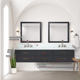 Lexora  LVC84DL111 Castor 84 in W x 22 in D Black Double Bath Vanity, Carrara Marble Top, Faucet Set, and 36 in Mirrors