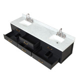 Lexora  LVC84DL111 Castor 84 in W x 22 in D Black Double Bath Vanity, Carrara Marble Top, Faucet Set, and 36 in Mirrors