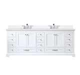 Lexora LVD84DA201 Dukes 84 in. W White Double Sink Vanity Cabinet, White Quartz Top, and Faucet Set
