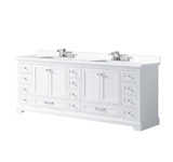 Lexora LVD84DA201 Dukes 84 in. W White Double Sink Vanity Cabinet, White Quartz Top, and Faucet Set