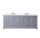 Lexora Dukes 84 in. W Dark Grey Double Sink Vanity Cabinet, Cultured Marble Top, and Faucet Set