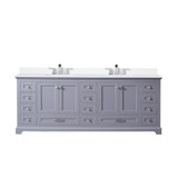 Lexora LVD84DB201 Dukes 84 in. W Dark Grey Double Sink Vanity Cabinet, White Quartz Top, and Faucet Set