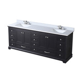 Lexora Dukes 84 in. W Espresso Double Sink Vanity Cabinet, Cultured Marble Top, and Faucet Set