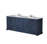 Lexora LVD84DE301 Dukes 84 in. W Navy Blue Double Sink Vanity Cabinet, Cultured Marble Top, and Faucet Set