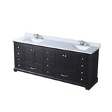 Lexora LVD84DG201 Dukes 84 in. W Espresso Double Sink Vanity Cabinet, White Quartz Top, and Faucet Set