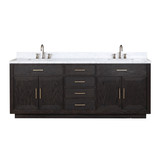 Lexora LVA84DJ101 Abbey 84 inch W Black Oak Double Sink Vanity Cabinet, Carrara Marble Top, and Faucet Set