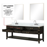 Lexora  LVN84DJ110 Norwalk 84 in W x 22 in D Black Oak Double Bath Vanity, Carrara Marble Top, and 36 in Mirrors