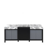 Lexora Zilara 84 inch W Black and Grey Double Sink Vanity Cabinet and Castle Grey Marble Top