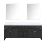 Lexora LVL84DJ110 Laurel 84 inch W Black Oak Double Sink Vanity Cabinet, Carrara Marble Top, and 36 in Mirrors