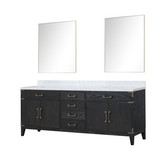 Lexora Laurel 84 inch W Black Oak Double Sink Vanity Cabinet, Carrara Marble Top, and 36 in Mirrors