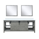 Lexora  LVM84DH310 Marsyas 84 in W x 22 in D Ash Grey Double Bath Vanity, Cultured Marble Countertop and 34 in Mirrors