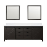 Lexora Marsyas 84 inch W Brown Double Sink Vanity Cabinet, Cultured Marble Countertop and 34 in Mirrors