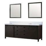 Lexora Marsyas 84 inch W Brown Double Sink Vanity Cabinet, Cultured Marble Countertop and 34 in Mirrors