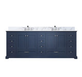 Lexora LVD84DE101 Dukes 84 in. W Navy Blue Double Sink Vanity Cabinet, Carrara Marble Top, and Faucet Set