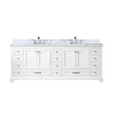 Lexora LVD84DA101 Dukes 84 in. W White Double Sink Vanity Cabinet, Carrara Marble Top, and Faucet Set