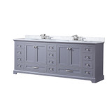 Lexora LVD84DB101 Dukes 84 in. W Dark Grey Double Sink Vanity Cabinet, Carrara Marble Top, and Faucet Set