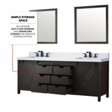 Lexora  LVM84DC301 Marsyas 84 in W x 22 in D Brown Double Bath Vanity, Cultured Marble Countertop and Faucet Set