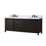 Lexora Marsyas 84 inch W Brown Double Sink Vanity Cabinet, Cultured Marble Countertop and Faucet Set