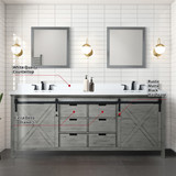 Lexora  LVM84DH201 Marsyas 84 in W x 22 in D Ash Grey Double Bath Vanity, White Quartz Countertop and Faucet Set