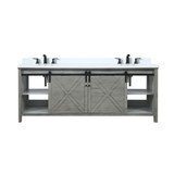 Lexora  LVM84DH301 Marsyas 84 in W x 22 in D Ash Grey Double Bath Vanity, Cultured Marble Countertop and Faucet Set
