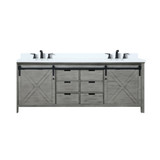 Lexora Marsyas 84 inch W Ash Grey Double Sink Vanity Cabinet, Cultured Marble Countertop and Faucet Set