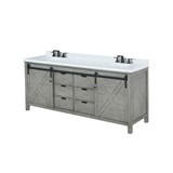 Lexora Marsyas 84 inch W Ash Grey Double Sink Vanity Cabinet, Cultured Marble Countertop and Faucet Set