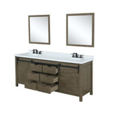 Lexora  LVM84DK311 Marsyas 84 in W x 22 in D Rustic Brown Double Bath Vanity, Cultured Marble Countertop, Faucet Set and 34 in Mirrors