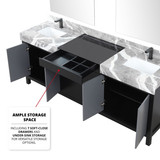 Lexora  LZ342284DLISM34FBG Zilara 84 in W x 22 in D Black and Grey Double Bath Vanity, Castle Grey Marble Top, Gun Metal Faucet Set and 34 in Mirrors