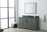 Vanity Art VA5060-SVG 60" Single Sink Bathroom Vanity with Engineered Marble Top & Backsplash - Vintage Green