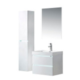 Vanity Art VA6024WL 24" LED Lighted Wall Hung Single Sink Bathroom Vanity With Resin Top - White