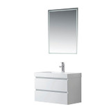Vanity Art VA6030WL 30" LED Lighted Wall Hung Single Sink Bathroom Vanity With Resin Top - White