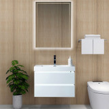 Vanity Art VA6030WL 30" LED Lighted Wall Hung Single Sink Bathroom Vanity With Resin Top - White